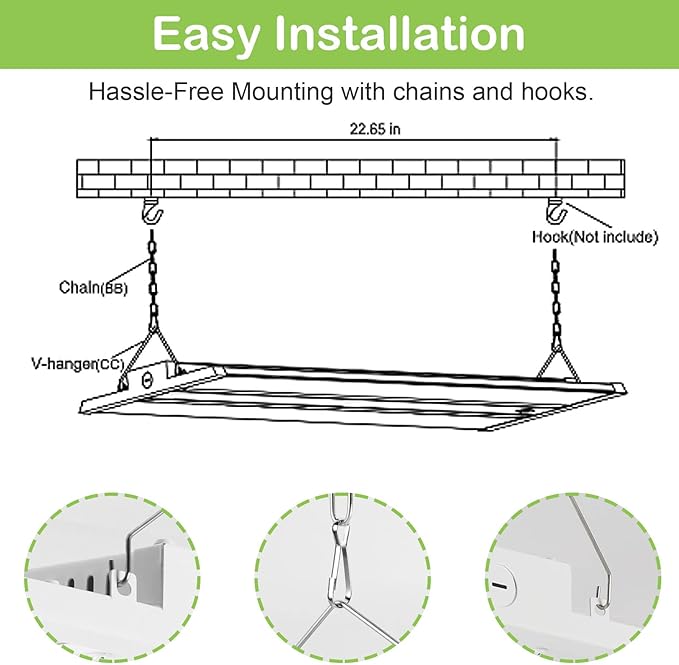 hykolity 2FT 150W LED Linear High Bay Shop Light, 20250 lm LED Shop Light Fixture, 135LM/W, 120-277V, 0-10V Dim, 5000K, Linear Hanging Light for Warehouse Workshops, UL Listed