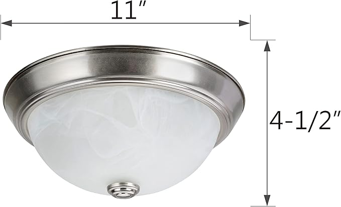 Aspen Creative 63013-1A Two-Light Flush Mount in Brushed Nickel with White Alabaster Glass Shade, 11" Diameter