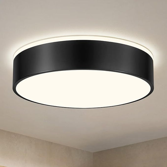 YURNYQ Black LED Flush Mount Ceiling Lights, Modern Dimmable 5CCT Close to Ceiling Light, Simple Overhead Round Kitchen Lighting Fixtures for Bedroom Hallway Entryway Living Room, 15.8 Inch