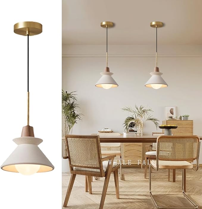 7.7'' Concrete Pendant Lights Kitchen Island Hanging Lights Unique Pinecone Lampshade Industrial Chandelier Nordic Cement Pendant Light for Dining Room,Bedside,Kitchen,Hallway,1Pcs,White