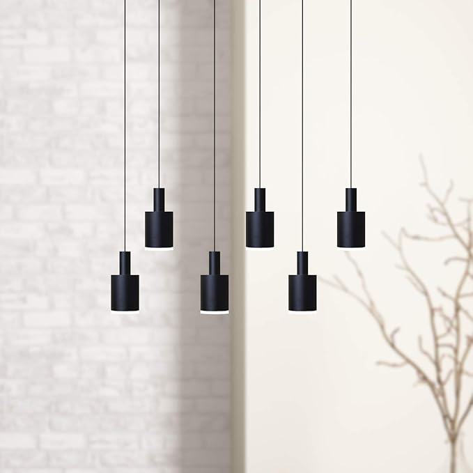 Virgo 6 Mini Pendant Lighting Black - LED Hanging Light Fixture for Kitchen Island, Bar, Foyer - Cluster Pendants - Dimmable, Adjustable Wire, Lamp Bulb Included