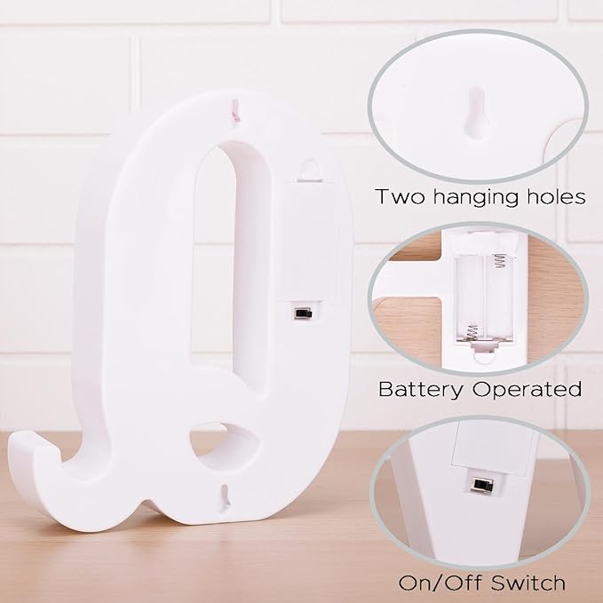 DyingSwan Small Led Marquee Letters, Light Up Letters, 8.58 Inch Led Letter Lights, Battery Powered Lighted Sign for Table, Party, Birthday, Christmas Decor (Letter Q)