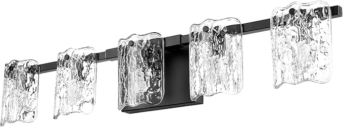 5-Light Bathroom Vanity Light, 31" Matte Black Bathroom Light Fixture Over Mirror with Clear Glass, Modern Bath Wall Sconce Lighting, View Bundled for Installation Tools, OS-MM5002-5BK