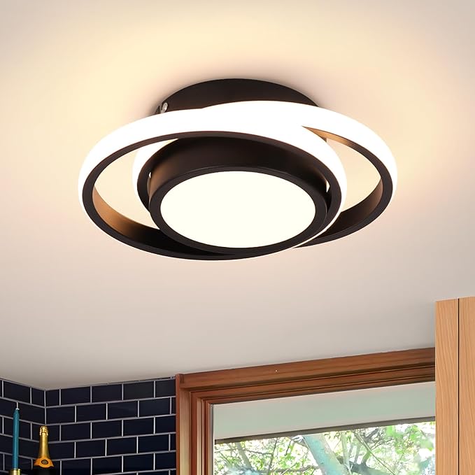 CANEOE Small Modern LED Ceiling Light,2 Rings Creative Design Ceiling Lamp Indoor Lighting Fixtures for Hallway Living Room Bedroom Kitchen Office (Warm White,3000K)