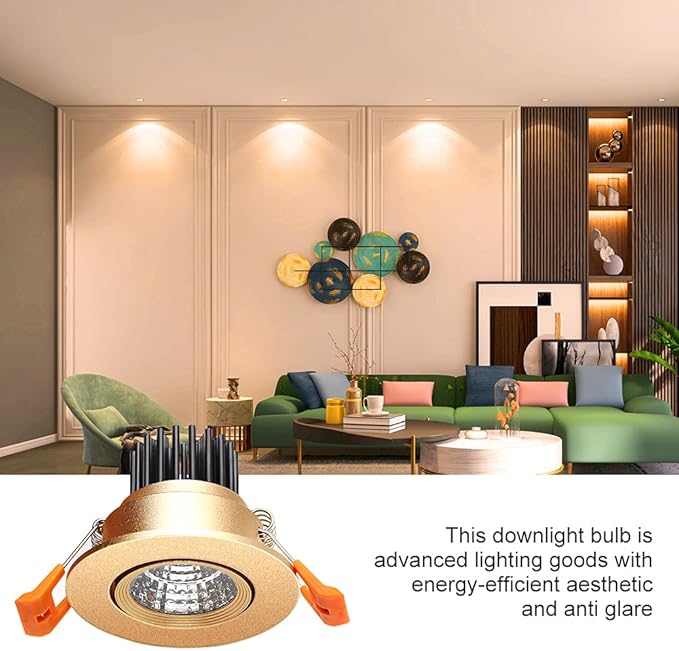 LightingWill 2inch LED Dimmable Downlight, 3W COB Recessed Ceiling Light, Ultra Warm White 2700K, CRI80, 25W Halogen Bulbs Equivalent, Gold (10 Pack)