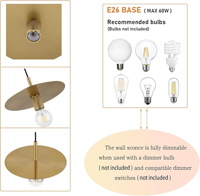 BYOLIIMA Modern Pendant Lighting Gold Farmhouse Pendant Light 11.81" Brushed Brass Dome Industrial Mid Century Knurled Texture Hanging Lamp Ceiling Light Fixture Kitchen Island Dinning Room Bedroom