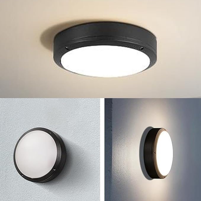LED Flush Mount Ceiling Light,8.5Inch Outdoor Wall Lights,IP65 All Aluminum Sealed Damp,3000k,15W Round Modern Simple Porch Light, for Flat Walls or Ceilings in Wet Areas.