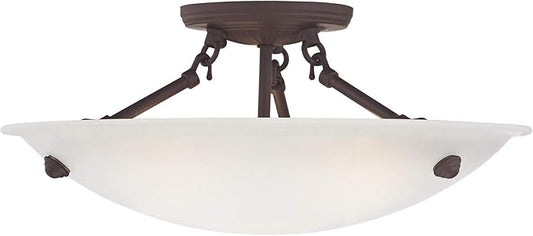 Livex Lighting 5625-07 Home Basics 3 Light Bronze Semi Flush Mount with Honey Alabaster Glass
