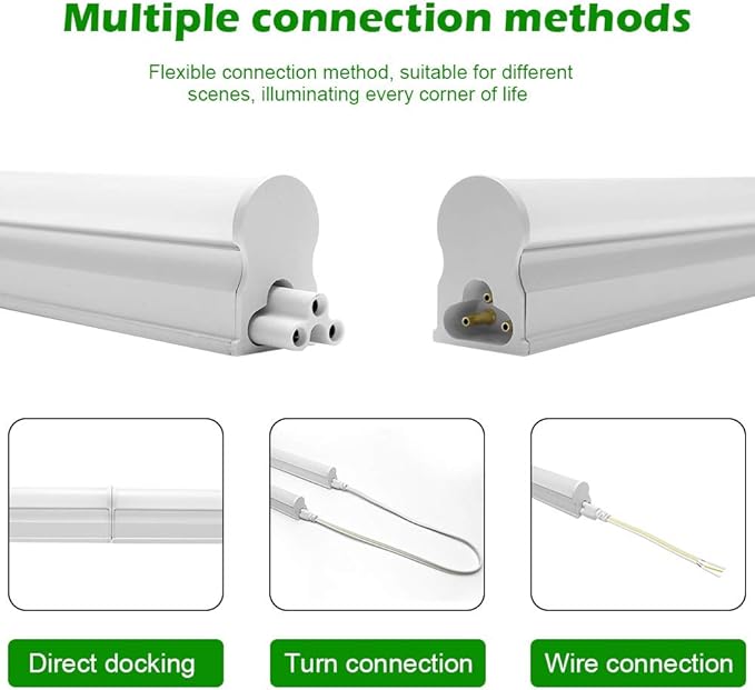 LightingWill LED T5 Integrated Fixture 3FT, Warm White 3000~3500K, 14W, Linkable Shop Light, Ceiling and Under Cabinet Light, Corded Electric with Built-in ON/Off Switch, (4 Pack)