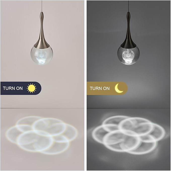 3-Light Nickel Teardrop Pendant Lighting, 15W Modern Dimmable LED Crystal Chandelier Cluster Pendant Light for Kitchen Island Dining Room Hallway Bathroom 6000K Cold White