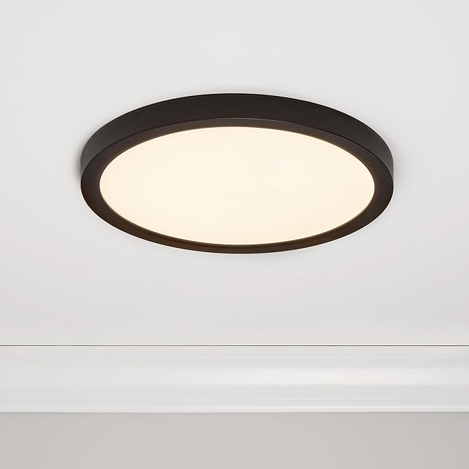 Maxxima 12 in. LED Flush Mount Ceiling Light, 2200 Lumens, 5 CCT 2700K/3000K/3500K/4000K/5000K Panel Light, Black Trim Round Fixture, Dimmable for Modern Bedroom, Kitchen, and Living Room Lighting