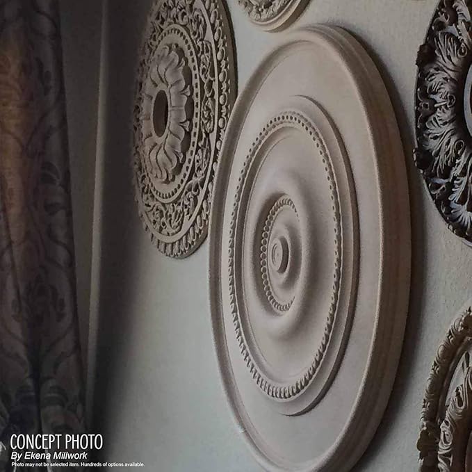 Ekena Millwork CM12BRBLF 12-1/2" x 3-7/8" x 3/4" Bradford Ceiling Medallion, Jet Black