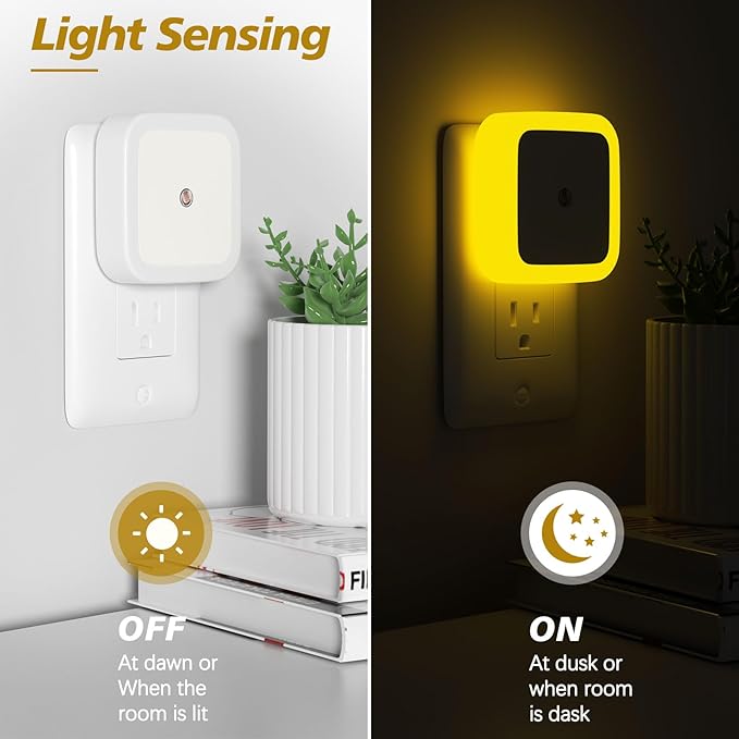 Sujeet Night Light, Night Lights Plug into Wall,Nightlight Plug in Night Light, Dusk to Dawn Night Lamp Led Night Lights for Adults Bedroom, Bathroom, Hallway (Amber)