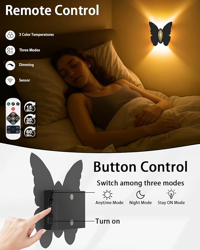 Eneru Battery Operated Wall Sconce Set of 2: 5000mAh Rechargeable Motion Sensor Night Light Wireless Wall Sconces Magnetic Closet Lights Stair Light Indoor Up and Down Wall Lamp for Bedroom Hallway