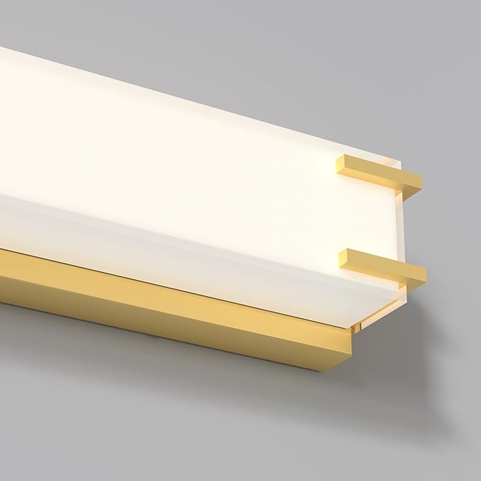 LED Bathroom Light Fixtures Over Mirror 24.4” Vanity Light with Milky White Lampshade 4000K Daylight Gold Bath Bar (Gold)