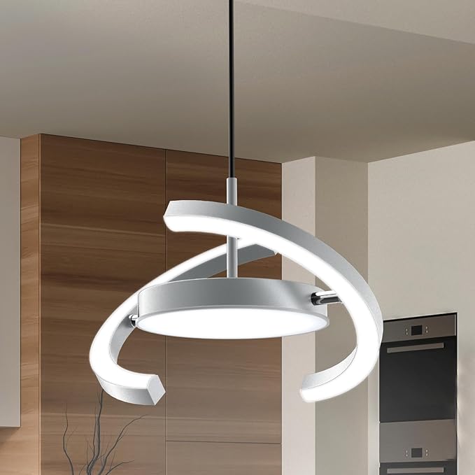 FIMEI LED Saturn Pendant Lights, 3000-6000K Dimmable Adjustable Hanging Chandelier Saturn Ring Design for Dining Room Kitchen Island Entryway Bedroom Foyer Black (Gray, 1)