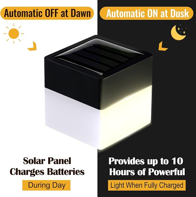 Tujoe Solar Post Cap Lights Fence Post Solar Lights 2in x 2in (5cm x 5cm)(Warm Yellow,20 Pack)