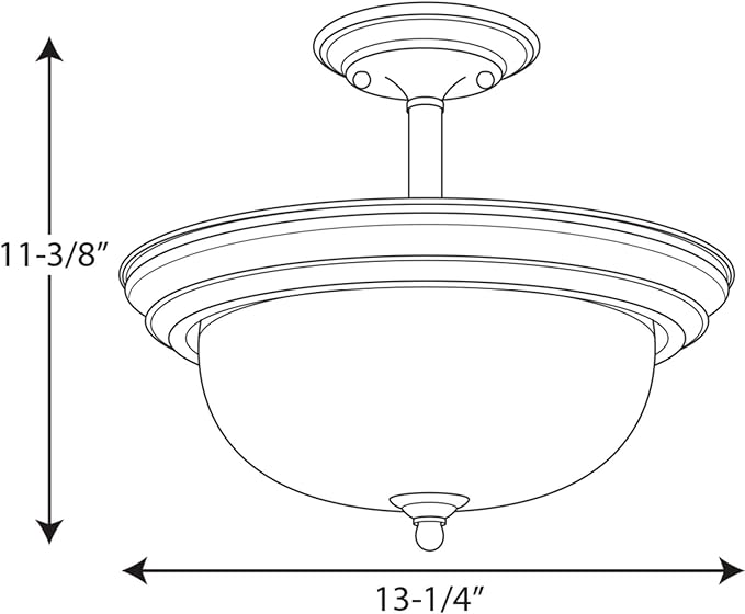 Progress Lighting 2-Light Ceiling Light, Semi-Flush Mount or Hanging Ceiling Light Fixture for Interior Kitchen Lights or Hallway, 13-3/16" by 11-5/16", Antique Bronze, Alabaster Glass Shade