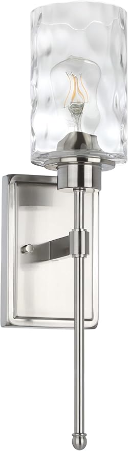XiNBEi Lighting Wall Sconce 1 Light Sconces Wall Lighting with Glass, Modern Bathroom Vanity Light Brushed Nickel Finish XB-W1227-BN