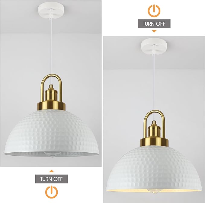 Modern Pendant Light, 11.8" White Pendant Lighting for Kitchen Island, Dining Room, Cafe Bar, Kitchen Pendant Light Fixture, Farmhouse Adjustable Hanging Light, 1 Pack