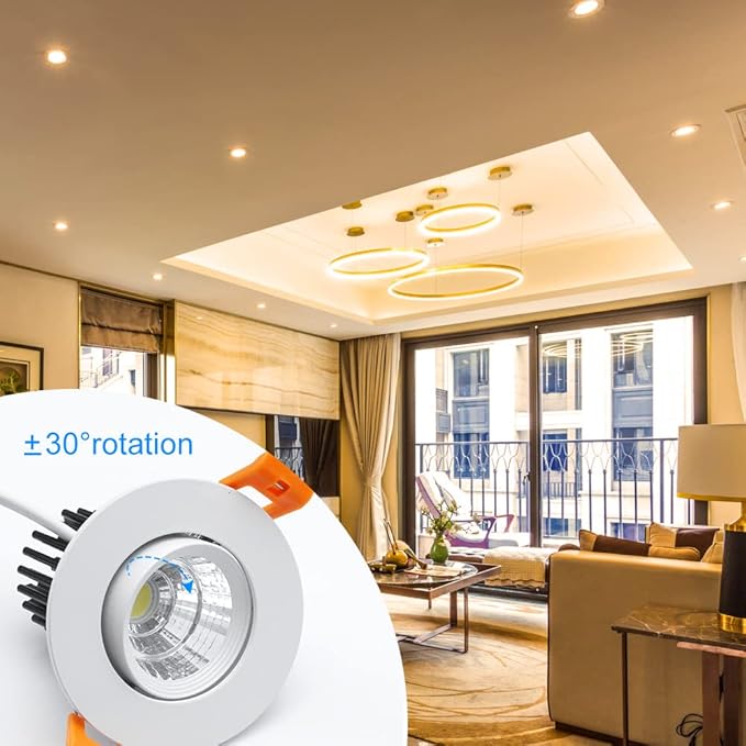 inShareplus 2 Inch LED Downlight, 3W Recessed Lighting COB Dimmable, 3000K Warm White, CRI80, Ceiling Lights with LED Driver, 12 Pack