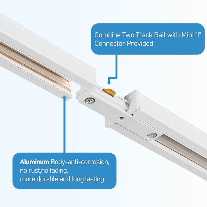 8-Light LED Track Lighting Kit with 6.6FT H Track Lighting Rails & Floating Canopy Connector, GU10 Track Light Kit, Modern Kitchen Track Lighting Fixtures Ceiling Spot Light, White (No Bulbs)
