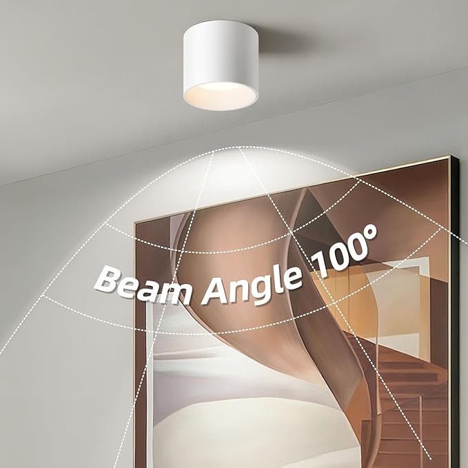 OKELI White Hallway Flush Mount Ceiling Light Fixtures for Kitchen Entryway, Modern LED Dimmable Close to Ceiling Lighting, 4.6'' Cylinder Ceiling Lamps for Dining Room Living Room, 20W 4000K 3 Pack