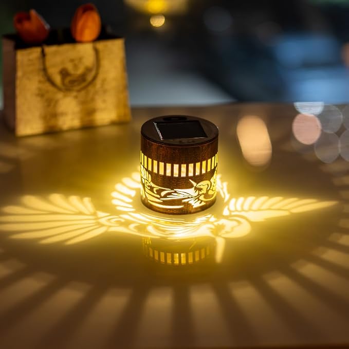 Solar Lantern Outdoor Waterproof Hummingbird 2 Pack Garden Decor Gifts for Women Mom Grandma