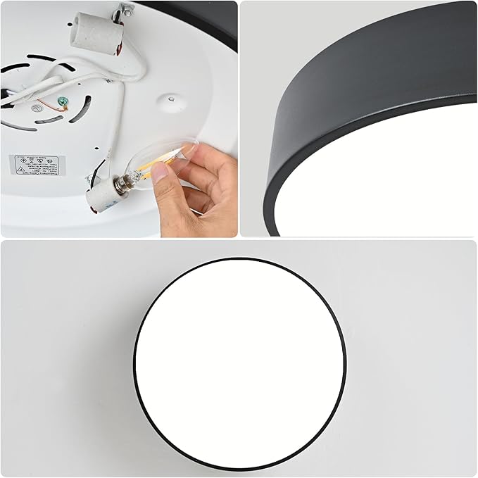 16 inch Round Flush Mount Ceinling Light Fixture, Contemporary 3-Light Modern Ceiling Light with Brass Gold Finish for Hallway Kitchen Laundry Bedroom,Foyer,Entryway,Closet
