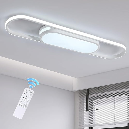 Qcyuui Modern LED Ceiling Light,Dimmable Linear Ceiling Lamp,31.5in Kitchen Lighting Fixtures Ceiling for Bedroom Hallway Dining Room (45W/3000-6500K/White)