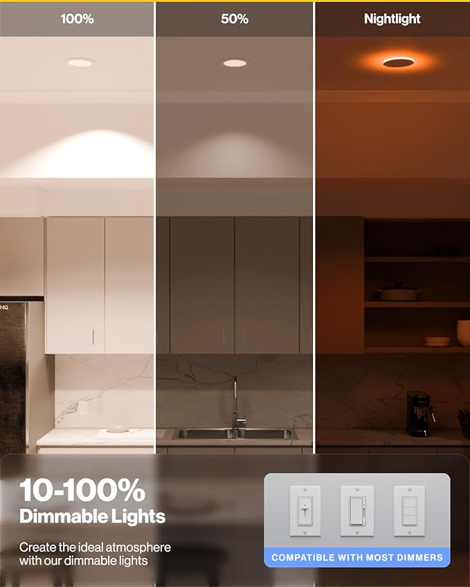 Sunco 24 Pack 6 Inch LED Recessed Light with Night Light, Canless Recessed Lighting, 1500 LM, 15W (150W Equivalent), Selectable CCT 2700K/3000K/4000K/5000K/6000K, Dimmable, with Junction Box