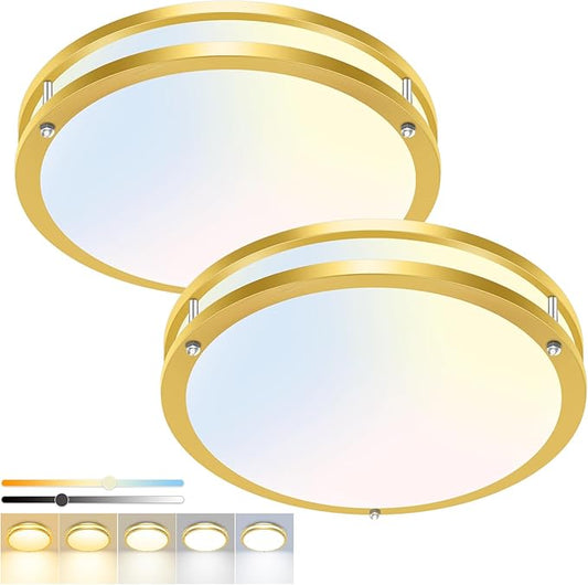 hepside 2 Pack Flush Mount Ceiling Light Fixture, Dimmable & 5CCT Ceiling Light Black, 13inch 24W 3000K 3500K 4000K 5000K 6500K Adjustable Ceiling Lamps for Kitchen Bathroom Bedroom Hallway