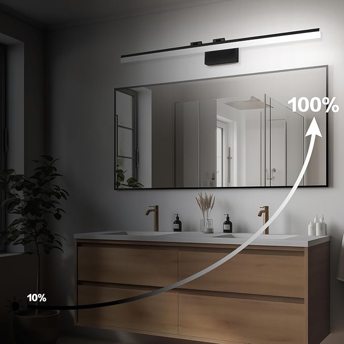SOLFART 5 Color Temperature Dimmable 47.2 Inch Bathroom Light Fixtures Over Mirror Matt Black Vanity Lights for MirrorBathroom Bathroom Led Lights Light Bar 5CCT