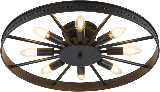 Ceiling Light Fixture Flush Mount Ceiling Lamp Black Farmhouse Chandelier Industrial Rustic Light fixtures Pendant Lighting 8-Light E12 Kitchen Lighting