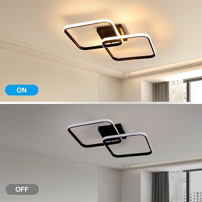 DELIPOP 25 Inch Modern Ceiling Light, 40W Sqaure LED Ceiling Light 3000k/4500k/6500k 3 Color Temperatures Adjusted Flush Mount Ceiling Light for Hallway Bedroom Bathroom Living Room