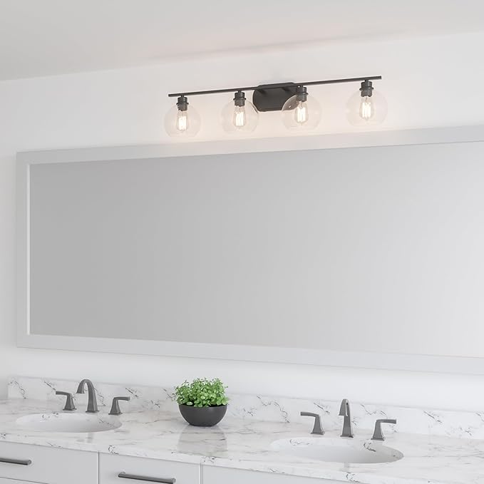 Quoizel PRUC8636MBK Pruitt Blueprint Vanity Bath Lighting, 4-Light 100 Watts, Matte Black