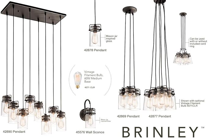 KICHLER Brinley 11.5" 1 Light Wall Sconce with Clear Glass Brushed Nickel