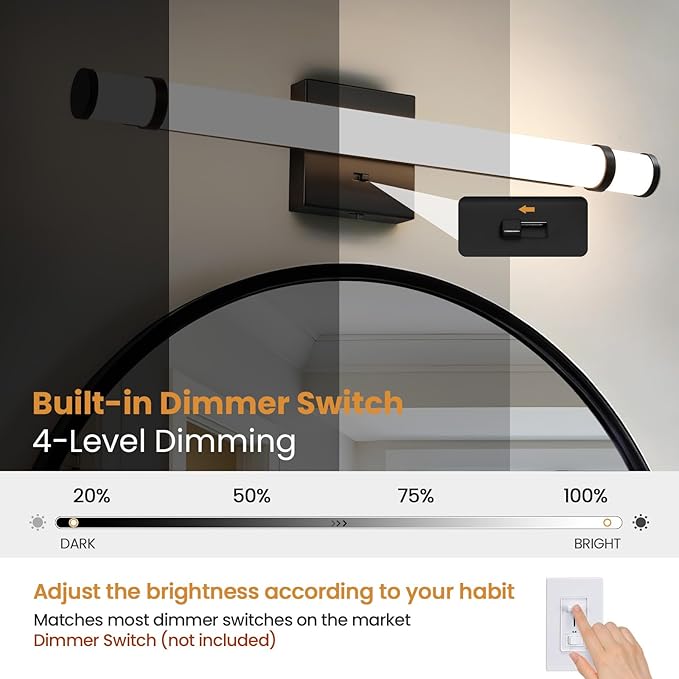 Black Bathroom Vanity Light Fixture 23 Inch 14W Dimmable 5CCT LED Vanity Lights for Bathroom Lighting Fixtures Over Mirror Bath Wall Sconce Bar