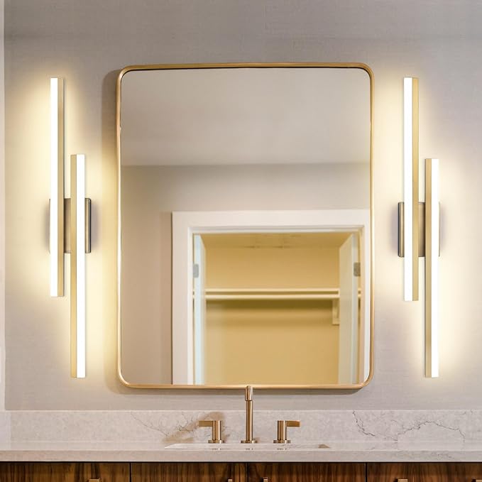 PRESDE 32 Inch LED Bathroom Light Fixtures Over Mirror Brushed Gold Vanity Light Modern Bath Lighting Bar 5CCT