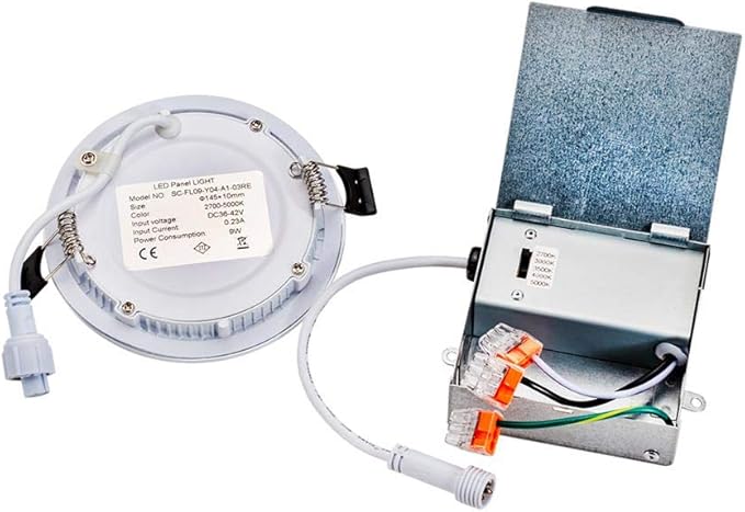 Topaz LED 4 Inch Slim Fit Round Recessed Downlights, 9W, Ceiling Light with Junction Box, 5CCT Selectable 2700K,3000K,3500K,4000K,5000K, White