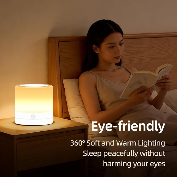 Portable Night Light for Kids, USB Rechargeable Small Desk Lamp,13 RGB Colors & 4 Brightness & 1 Remote, Touch Bedside Table Lamp for Nursery Bedroom Living Room Home (White)