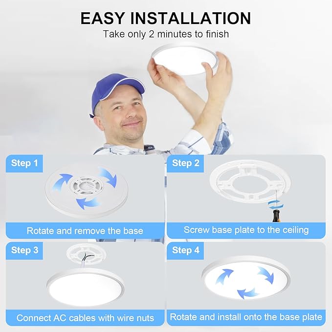 4Pack LED Flush Mount Ceiling Light: 12 inch Super Slim Dimmable & 5CCT (2700-6000K) Kitchen Lighting Fixtures Ceiling - 24W White Low Profile Ceiling Lamp for Bedroom Garage Hallway