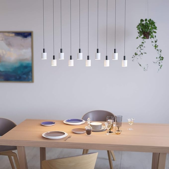 Virgo 10 Mini Pendant Lighting Black-White - LED Hanging Light Fixture for Kitchen Island, Bar, Foyer - Cluster Pendants - Dimmable, Adjustable Wire, Lamp Bulb Included