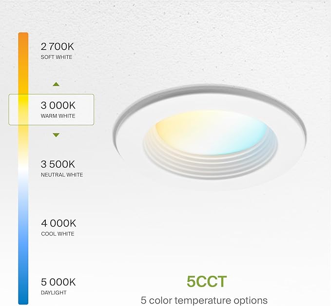 ASD 12 Pack 4 Inch Retrofit LED Recessed Light - 10W 2700K-5000K 849LM Retrofit LED Recessed Lighting 4 Inch, Dimmable Recessed Lights, Wet Rated Baffle Trim Can Lights, ETL, Energy Star