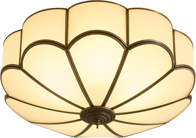 Vintage Black Glass Ceiling Light - Large 17.7 Inch Bronze Mid Century Flush Mount Lighting Fixtures - Art Deco Antique Modern Lamps for Hallway Bedroom Kitchen Entryway Farmhouse Foyer Bathroom Hall