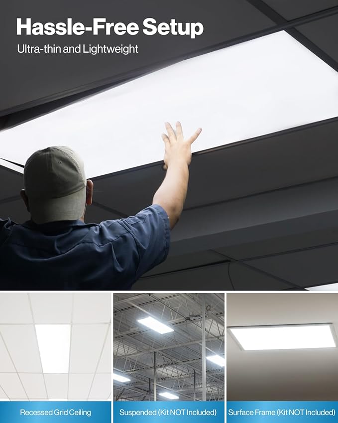 Sunco 2x4 LED Flat Panel Light Drop Ceiling Office Fixture, 7700 LM, Selectable Features, 40W/50W/60W, 4000K/5000K/6000K, Dimmable (0-10V), Dustproof ETL 4 Pack