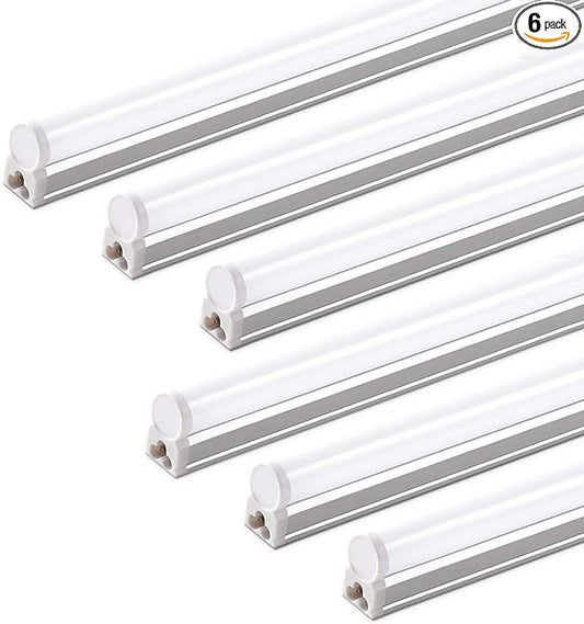 Barrina (Pack of 6 LED T5 Shop Light 3FT, 6500K Super Bright White, Utility Shop Lights, Commercial Bay Light, ETL Listed, Corded Electric with Built-in ON/Off Switch