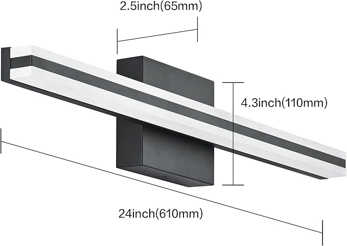 SOLFART Bathroom Light Fixtures Over Mirror Dimmable 5CCT Modern LED Black Vanity Light 24 Inch Wall Lights