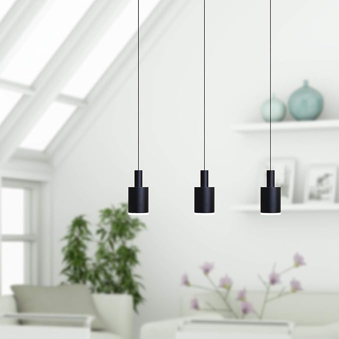 Virgo 3 Mini Pendant Lighting Black - LED Hanging Light Fixture for Kitchen Island, Bar, Foyer - Cluster Pendants - Dimmable, Adjustable Wire, Lamp Bulb Included