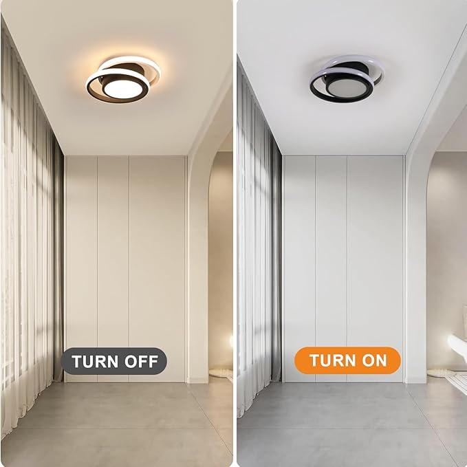 DELIPOP Modern LED Ceiling Light, 36W 2160LM Round Small Ceiling Lamp, (Warm Light, 3000K) Aluminum Close to Ceiling Light Fixture for Hallway, Aisle, Corridor, Bedroom, Kitchen (Black & White)